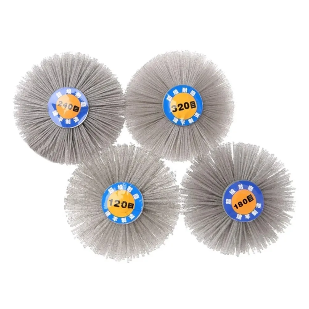 

4pcs Deburring Abrasive Nylon Wire Brush Flower Head Polishing Grind Buff Wheel Wood Furniture Tool 20, 180, 240, 320 Grit