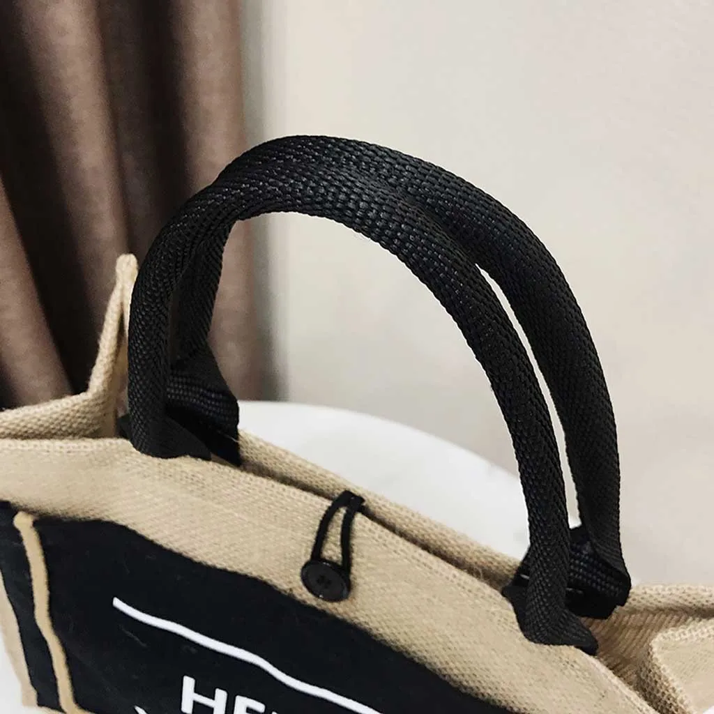 Женская Льняная сумка в европейском стиле джутовая Хлопковая Сумка-тоут