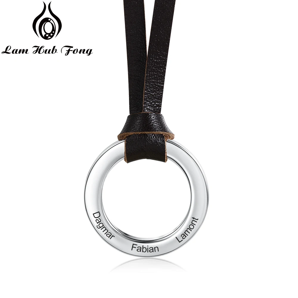 Ожерелье из нержавеющей стали с индивидуальной гравировкой имени кожаная