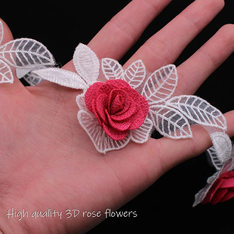 Цветочная кружевная 3D аппликация в виде цветка красная белая фиолетовая