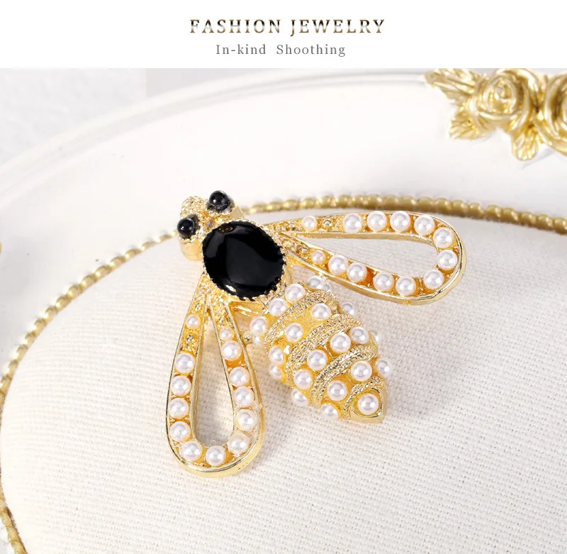 TaoHill Gold стразы броши в виде пчел для женщин мужчин насекомое Black EyesParty