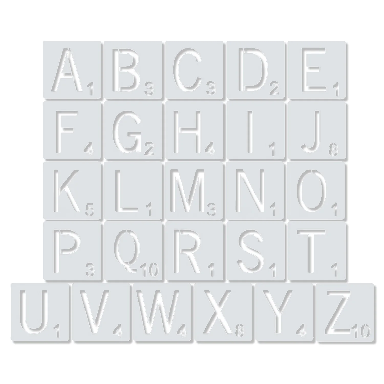 26PCS Reusable Scrabble Letters Alphabets Stencils Drawing Painting Templates for DIY Craft Home Wall Decoration 4x4inch | Канцтовары