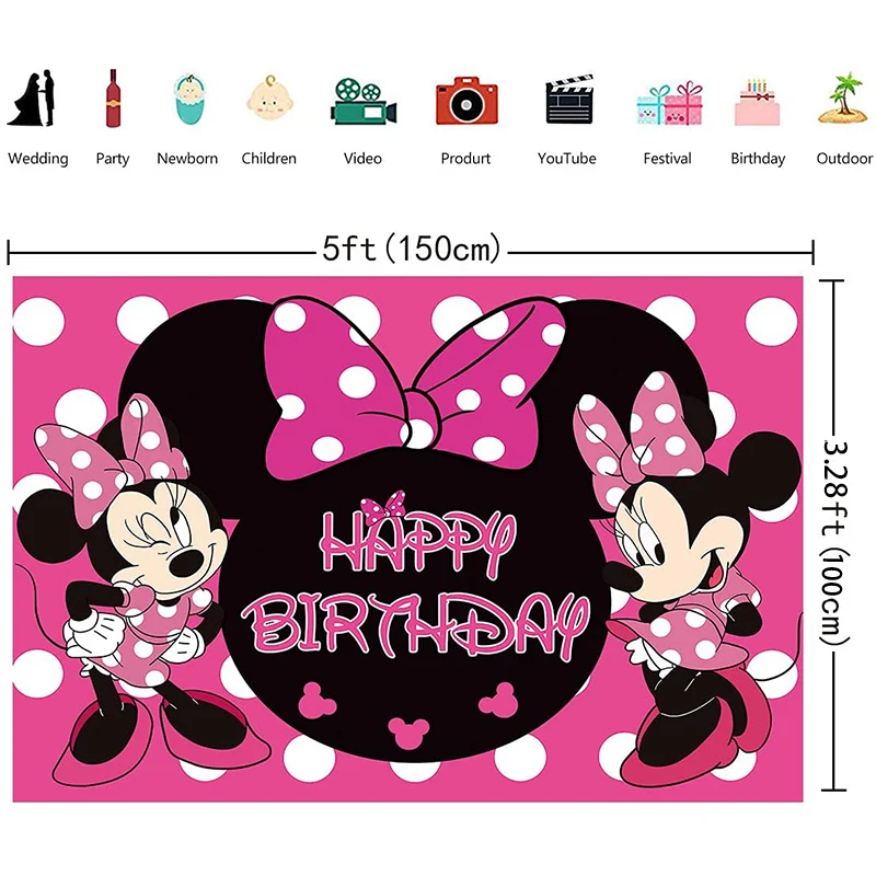 Фон для фотосъемки Минни Маус Микки девочек розовый фон на день рождения детский