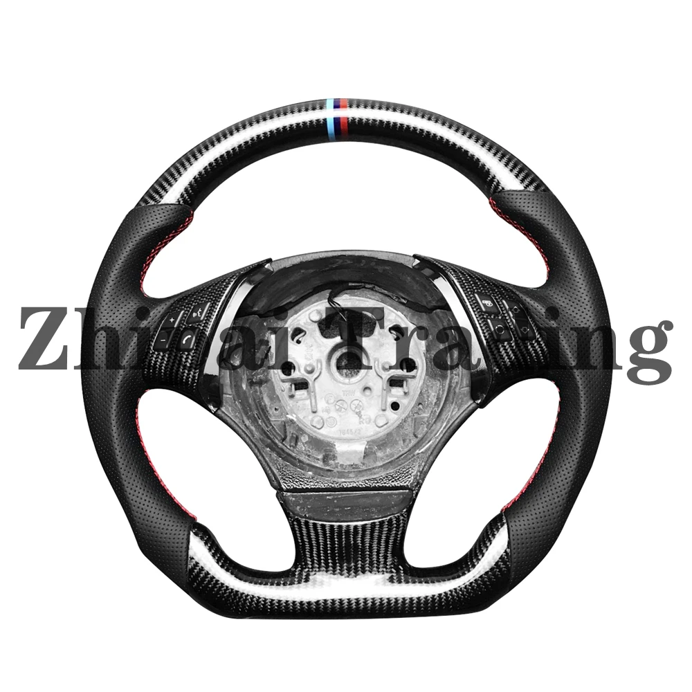 

Carbon fiber sreering wheel Perforated leather with button For BMW E90 assembly Without shifter paddles Without airbag