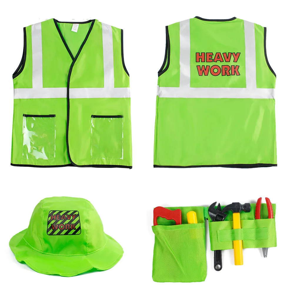 Зеленый инженерный костюм дети строитель ролевая игра комплект Платье для