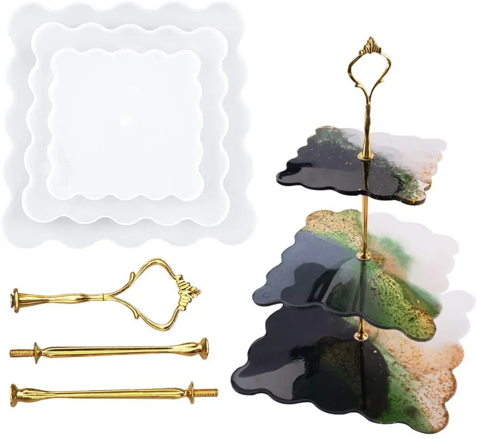 3 Слои подставка для Свадебного Торта Силиконовой смолевой пресс формы