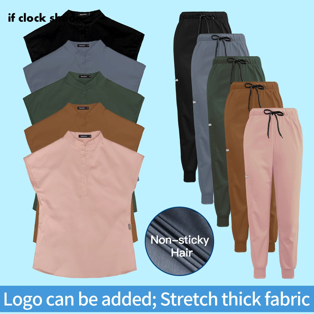 

Рабочая Униформа для домашних животных и клиники с карманами, оптовая продажа, топы, штаны для бега, наборы диетолога, тянущаяся плотная Пыл...