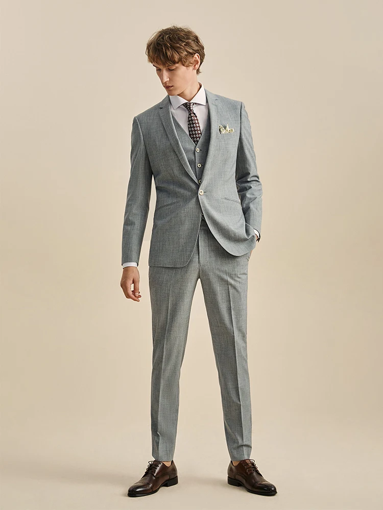 

Men Suits Set Blazer + Pant Formal Clothing For Wedding Groom Christmas Party Wear Business Man Suit Grey Plus Size 58A