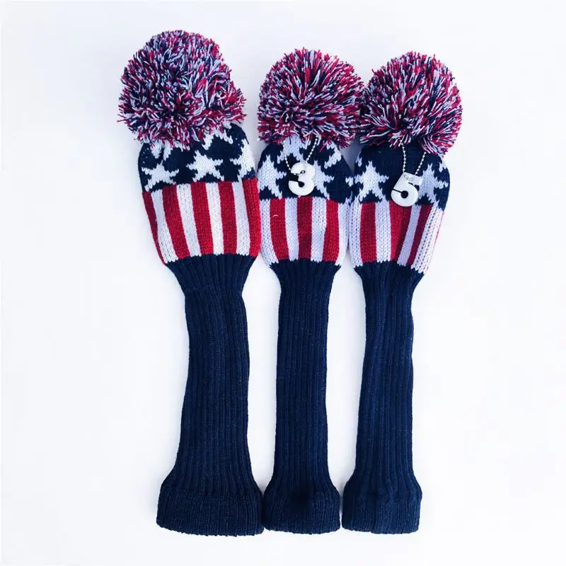 3 шт. Винтаж Вязаный Гольф Шлем Драйвер носки клуб деревянные головные уборы