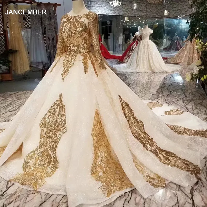 LSS417 Роскошные блестящие вечерние платья с золотыми блестками длинными рукавами