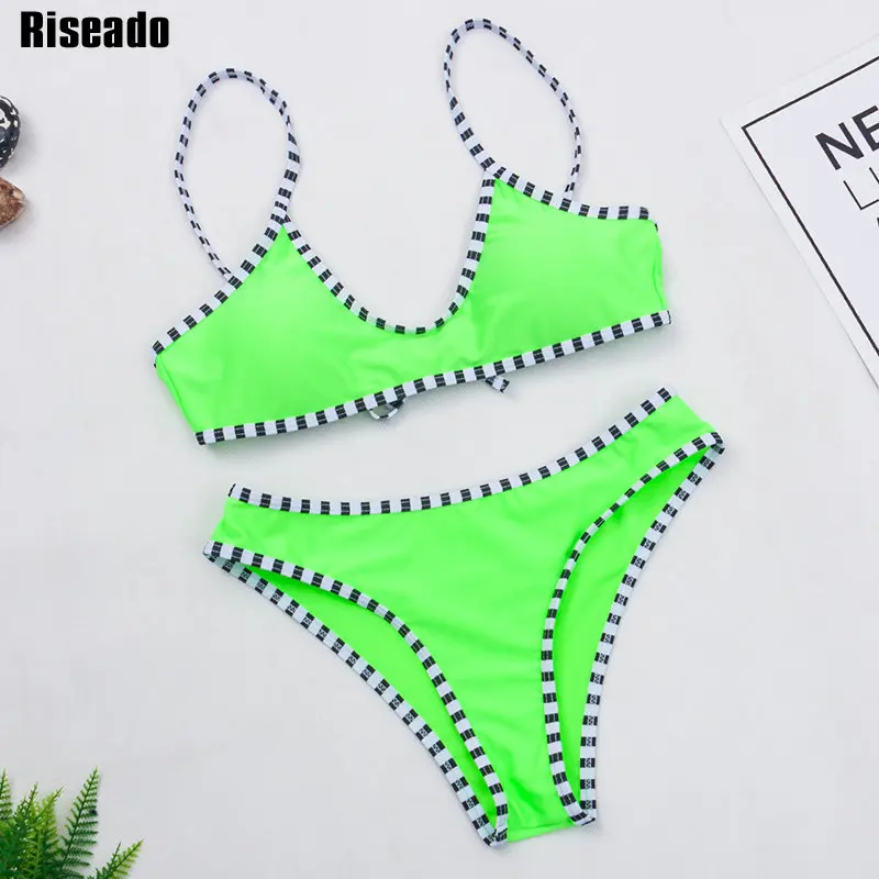 

Riseado Purple Sexy Bikini Set Push Up Swimsuit Patchwork Swimwear Women Strap Bathing Suit 2021 Brazilian Bikinis Summer