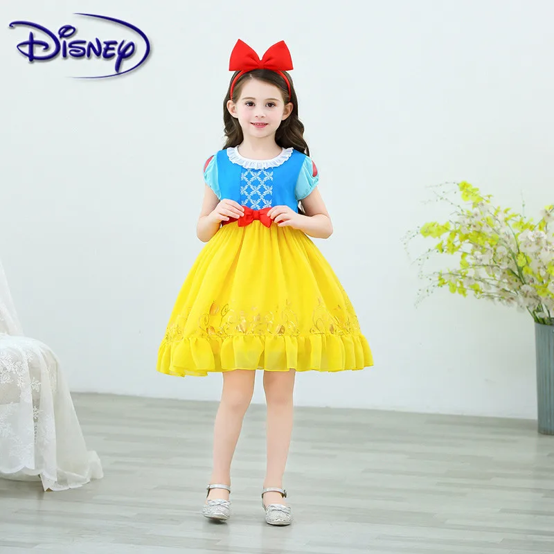 Милый детский костюм Disney для девочек летний Белоснежки выступления пышное