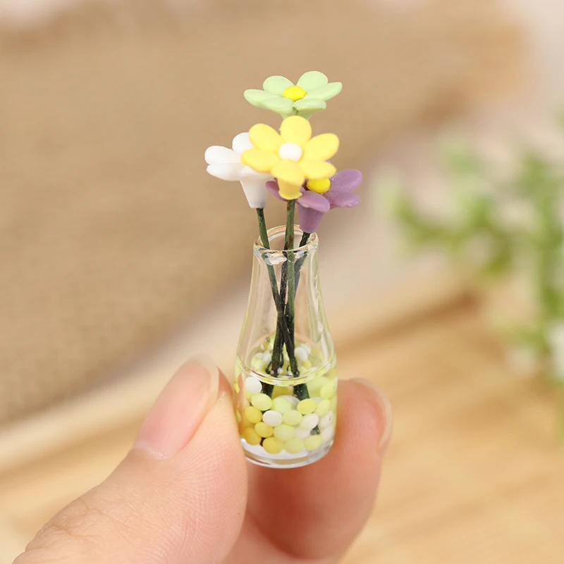 

1 шт. миниатюрная Цветочная ваза для кукольного домика, ролевая игра, мини-украшение для дома, кукольная мебель, аксессуары Toy