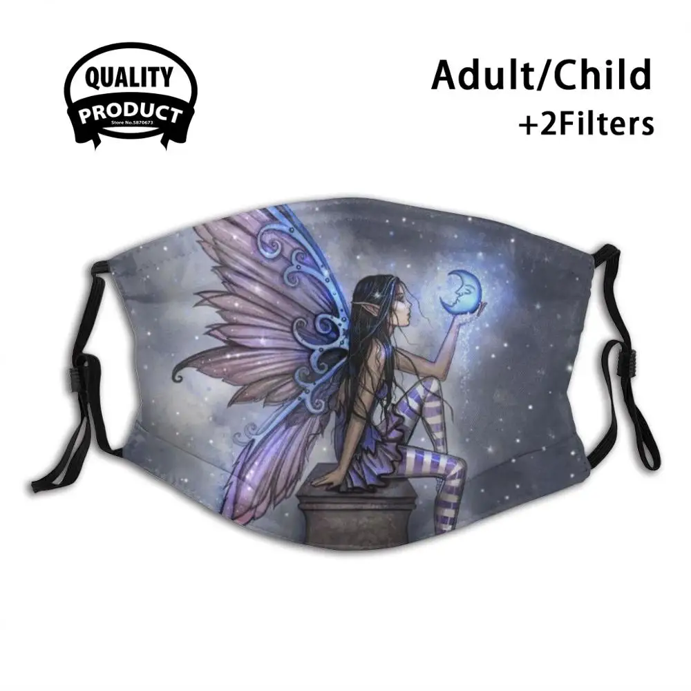 

Little Blue Moon Fairy Fantasy Art By Molly Harrison Face Mask Washable Filter Summer Hot Sale Mouth Masks Fairy Fantasy Faery