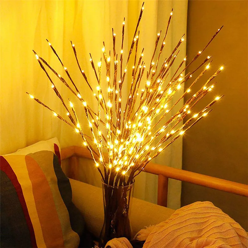 20 Bulbs LED Willow Branch Lamp Battery Powered Decorative Light Tall Vase Filler Twig Lighted For Home Decoration | Лампы и освещение