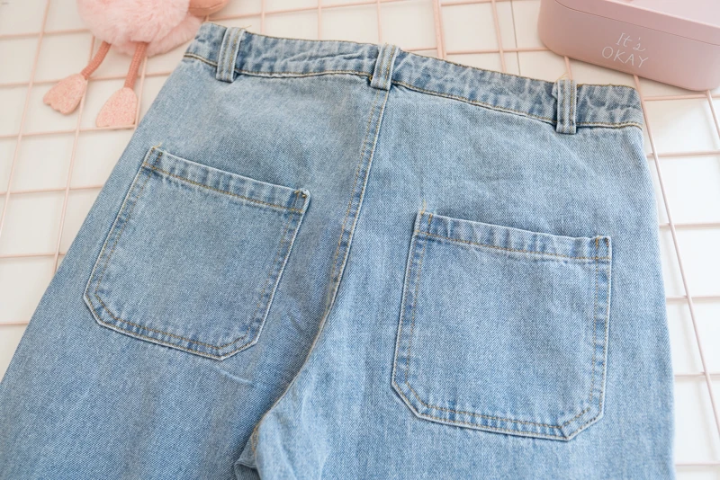 Женские джинсы с принтом животных прямые светильник голубые брюки кошками и