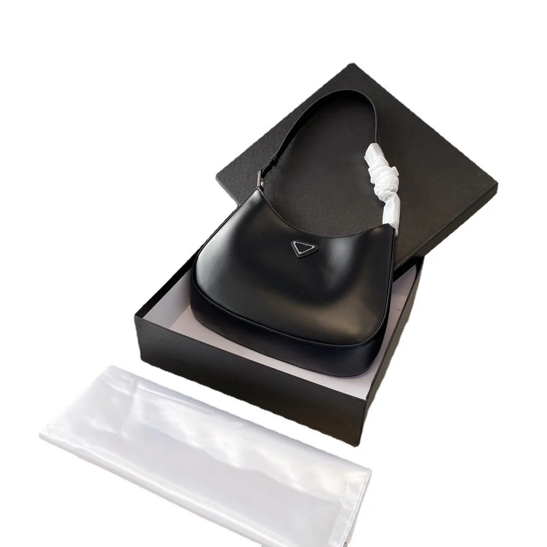 

Women's shoulder bag with box dust bag P house cleo leather armpit bag handbag cowhide baguette female Women bag