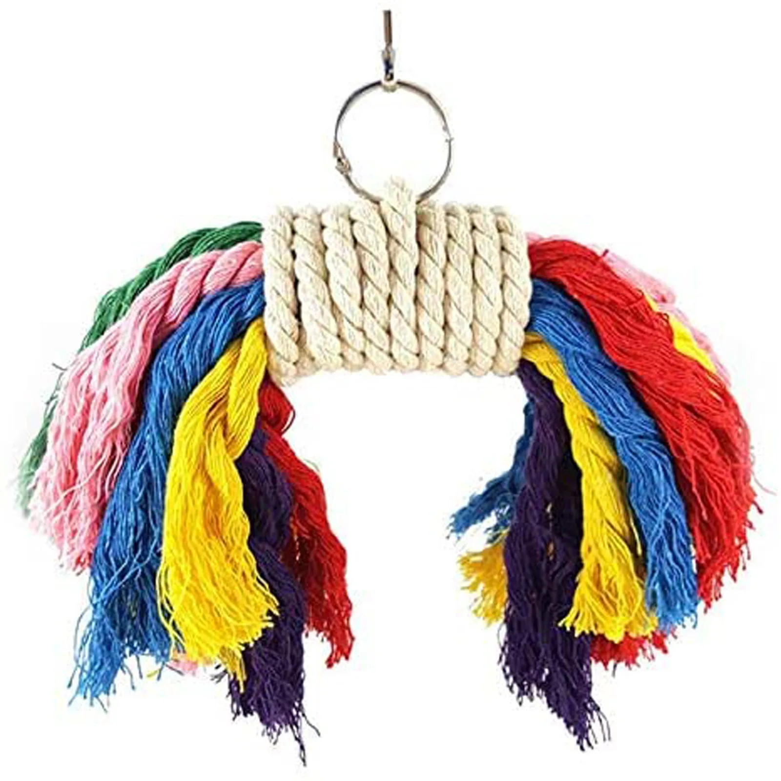 

Pet Parrot Cage toy 7 Pieces Kit Birdcage Hanging Ornament Rattan Ball Bells Ring Pendants Swing Chew Rope Spiral Beads String