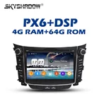 Автомобильный DVD-плеер PX6 DSP IPS Android 11,0 4 Гб + 64 Гб GPS карта RDS радио Wifi Bluetooth 5,0 для Hyundai I30 2011 2012 2013 2014