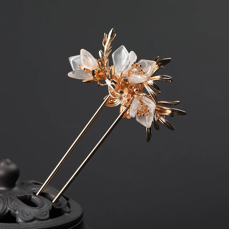 Оригинальный настоящий жемчуг u образная палочка для волос цветок Cymbidium Орхидея