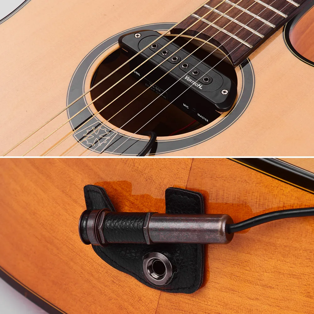 VERTECHnk VS-8M Active Guitar Soundhole Pickup Transducer Humbucker + Mic Dual Pick-up with 6.35mm Endpin Jack Volume Control |