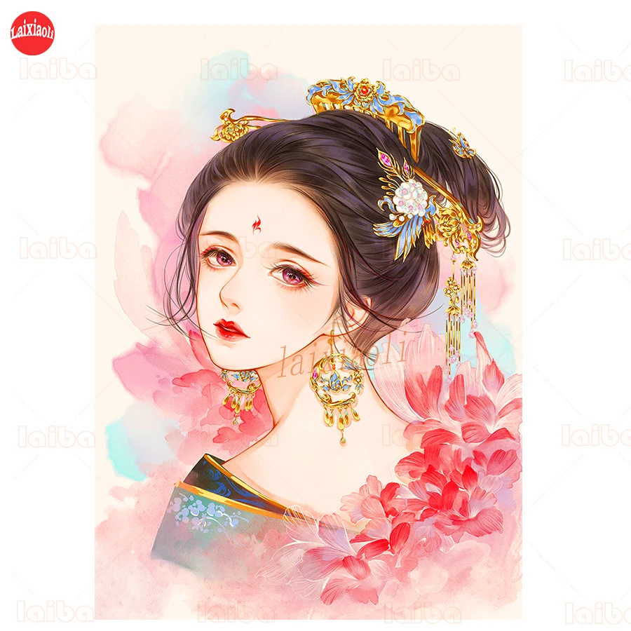 

5D DIY Diamond Painting Hot selling home art, vintage Japanese woman, flowers cross stitch full square/round diamond embroidery