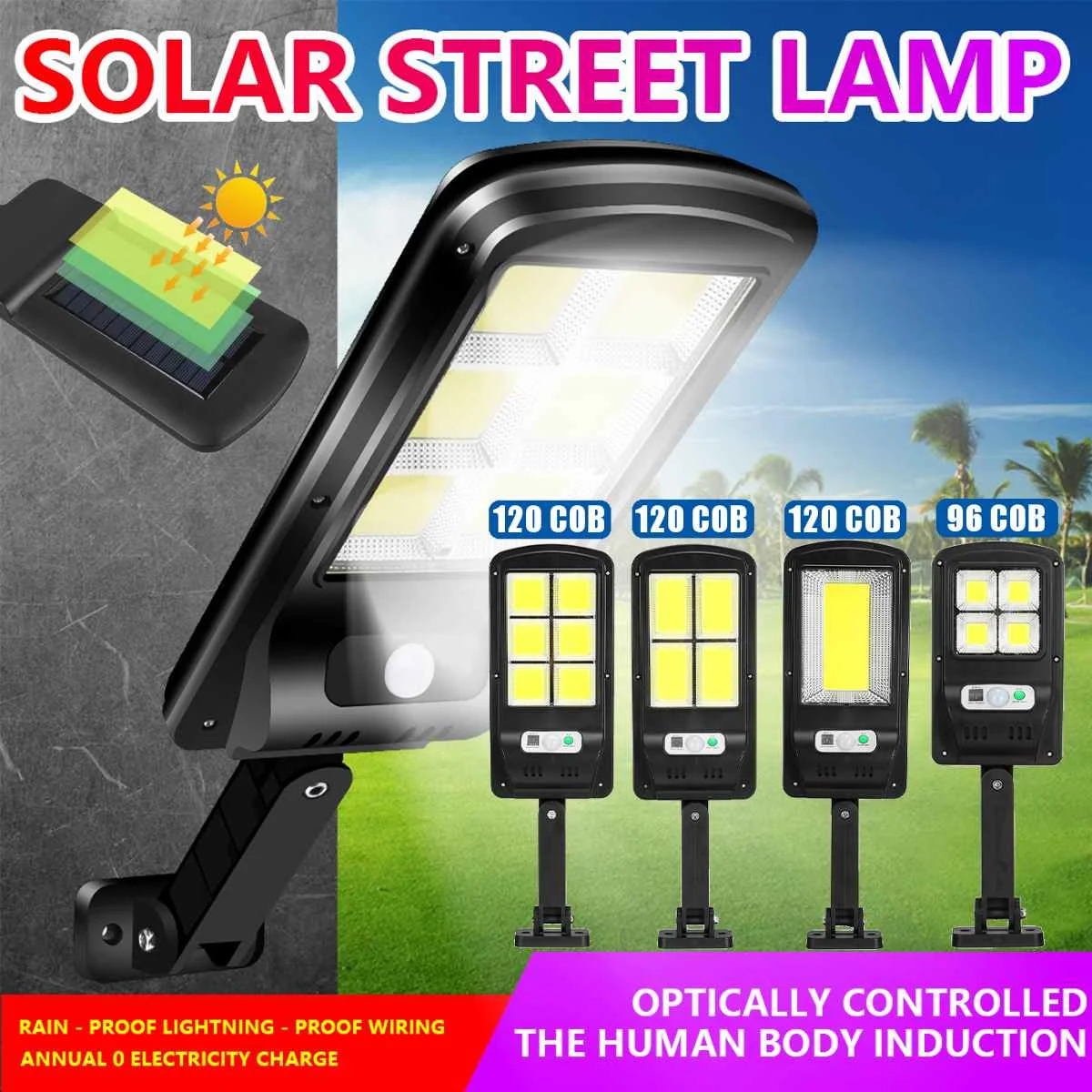 

120/96 светодиодные солярные наружные фонари Беспроводной COB солнечные движения Сенсор безопасности настенный светильник с 3 режимами освеще...