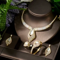hibride charm big pendant 3 gold color plated bridal jewelry set for women anniversary jewelry parure bijoux femme n 1295