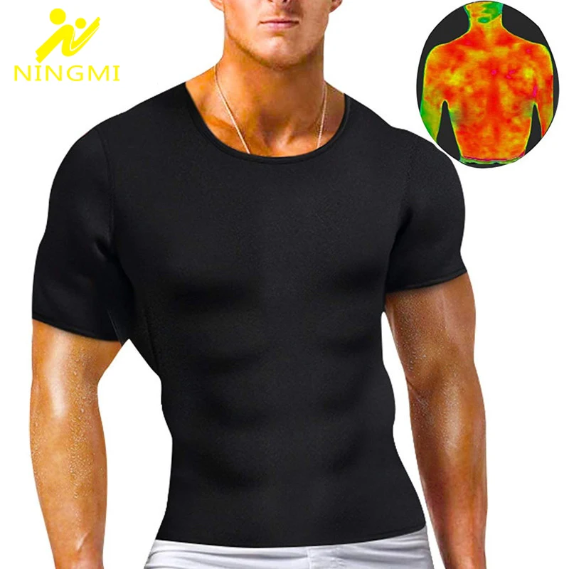 NINGMI Мужская корректирующая спортивная рубашка сохраняющая тепло Неопреновая