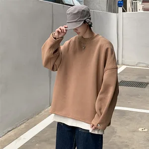 Осенние новые мужские хлопчатобумажные толстовки модные толстовки одноцветные повседневные толстовки с круглым вырезом мужские уличные свободные пуловеры мужские худи