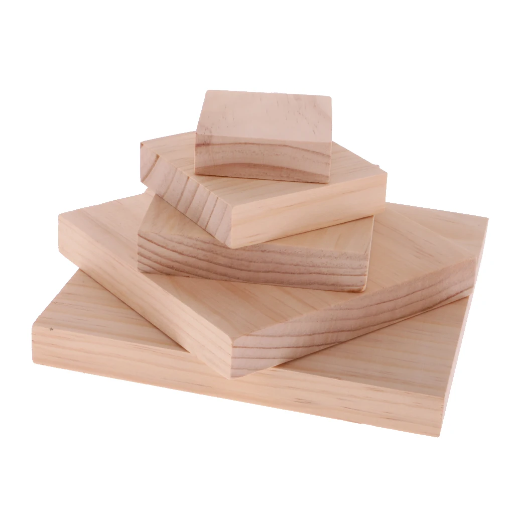 

5pcs/ Set Square Plain Wooden Necklace Earrings Watch Jewelry Display Tray Holder Organizer