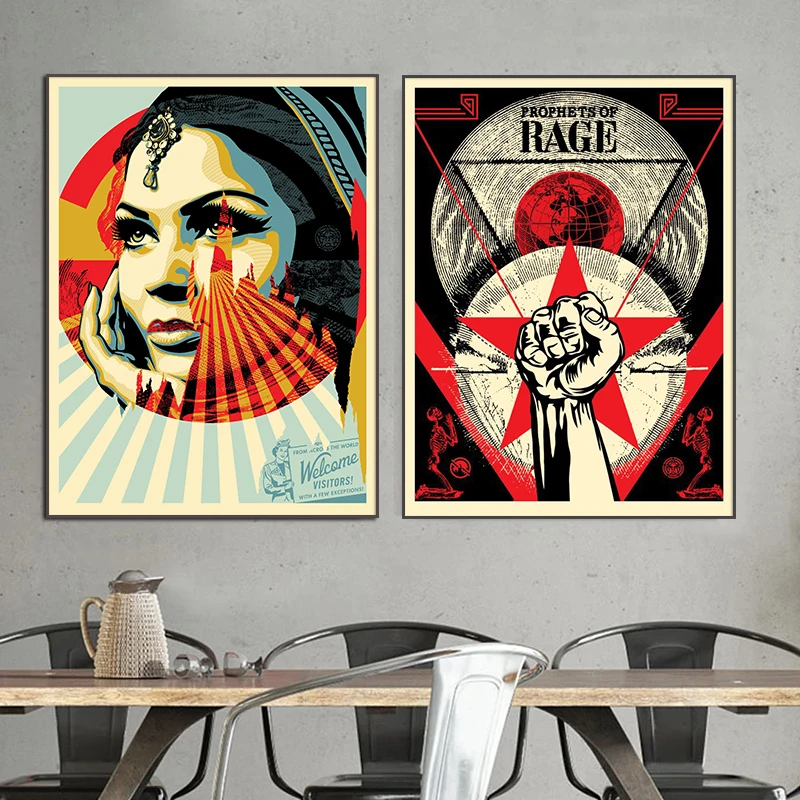 

Shepard Fairey Wall Art Posters and Prints Vintage Custom Obey Art Canvas Painting PicturesFor Living Room Home Cuadros Decor