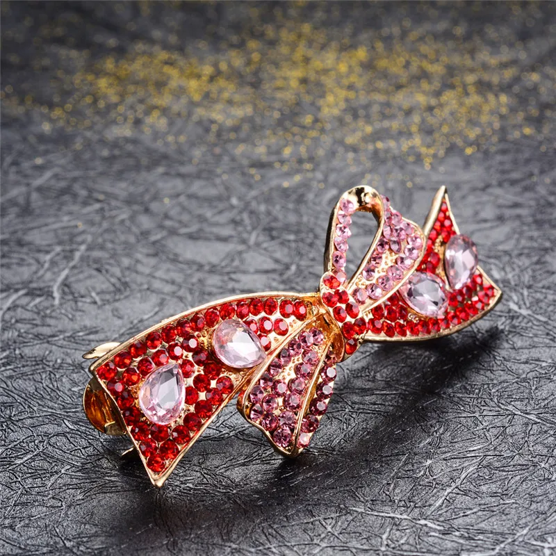 Высококачественные заколки Стразы с кристаллами и бантом брендовые Золотые