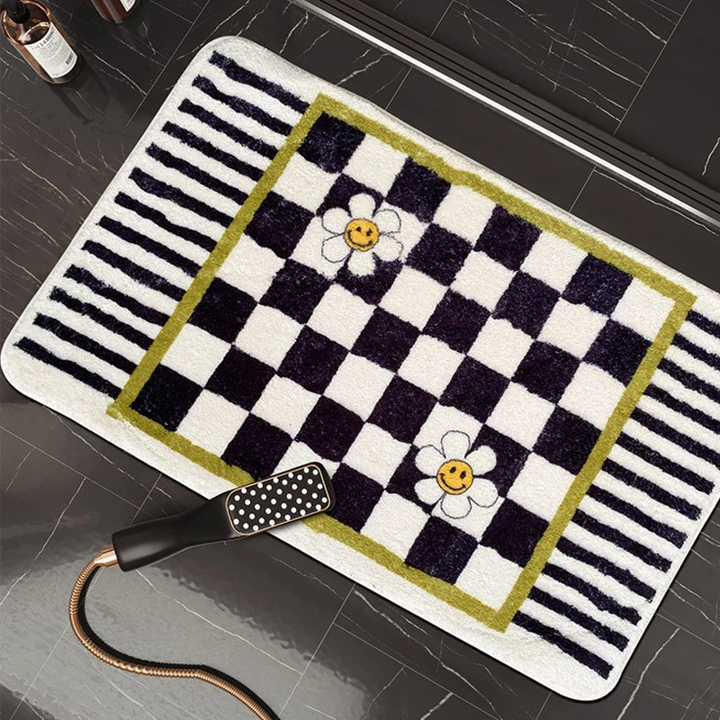 

Nordic Fluffy And Colorful Lattice Bathroom Rug, Area Floor Mats, Bathroom Rug Door Mats, Cute Room Decor, Kitchen Supplies