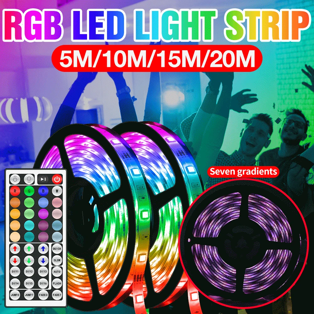 Светодиодная светильник та 5050 RGB лента лампа 12 В Гибкая вая 5 м 10 15 20 ТВ