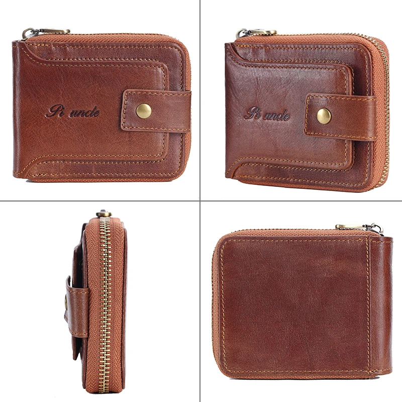 Винтажный Повседневный Карманный Кошелек из воловьей кожи короткий клатч