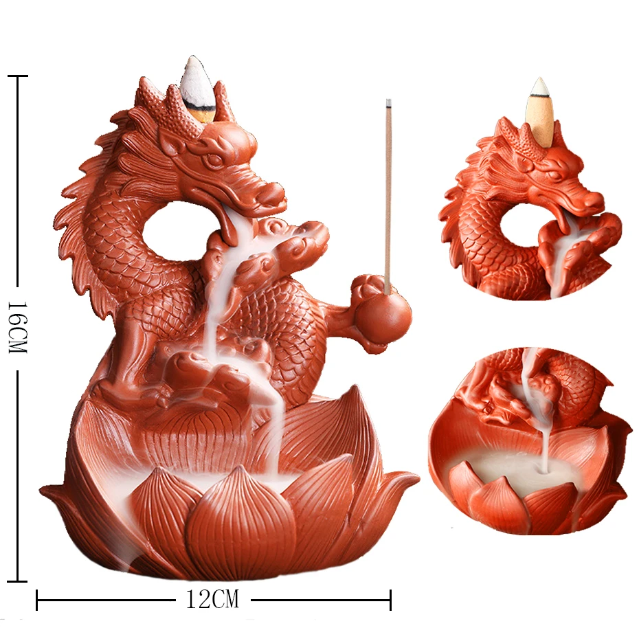 

Western Pterosaur Backflow Incense Burner Handmade Ceramic Dragon Backflow Creative Smoke Waterfall Incense Holder Censer