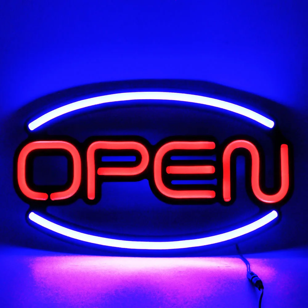 DECO LED Open Sign 16 x 9 in Oval Silicone Neon OPEN Sign Advertising for Bar Coffee Business Sign (16