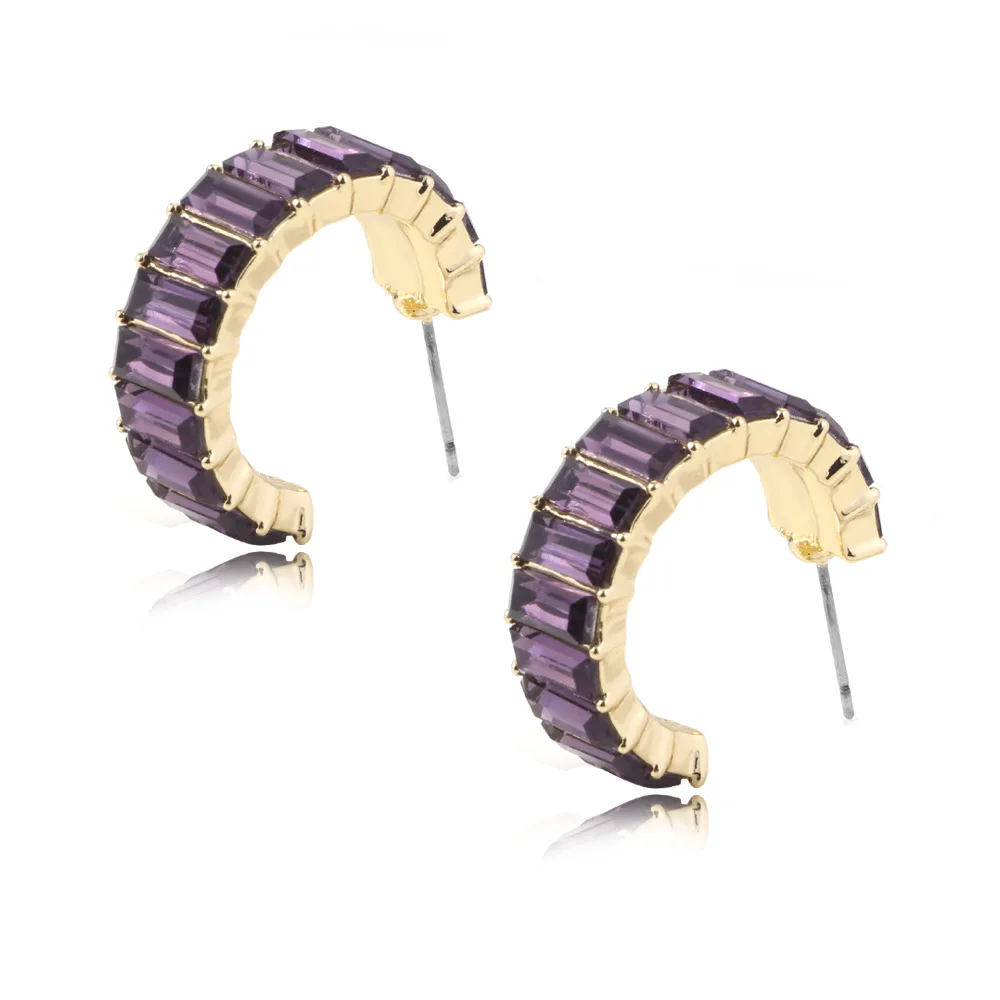Purple KMVEXO многоцветные Boho хрустальные круглые серьги-кольца для женщин трендовые серьги-капельки для женщин Свадебные бриллианты - Окраска металла: Purple