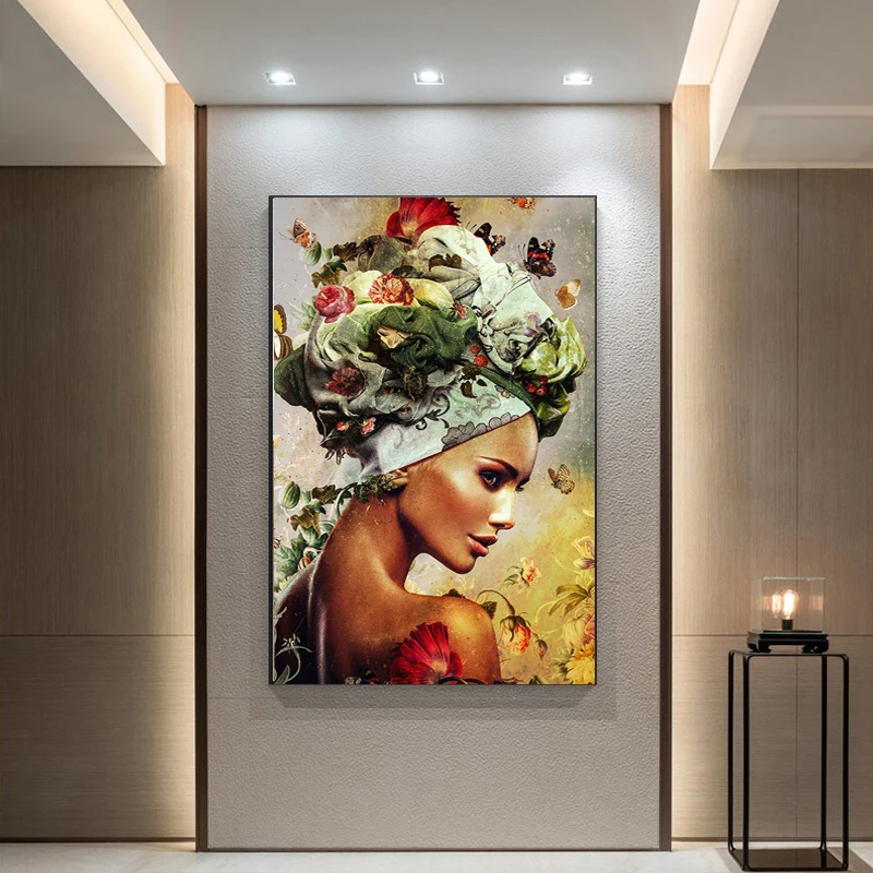 

Nordic Lady Flower Art Poster and Printing Canvas Painting Wall Art Painting Room Living Room Decoration Room Decor Aesthetic