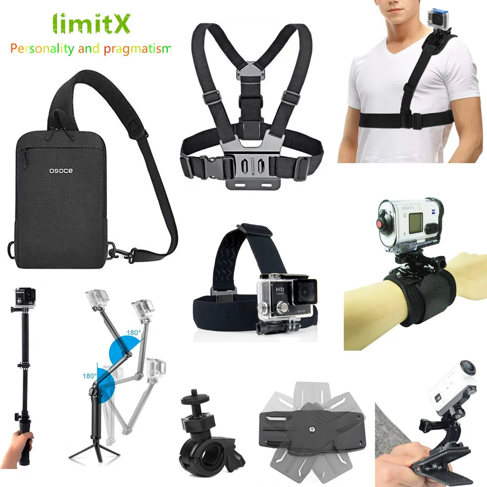 Комплект аксессуаров для экшн камеры Gopro Hero SJCAM xiaomi yi Sony RX0 X3000 X1000 AS300 AS200 AS100 AS50 AS30 AS20