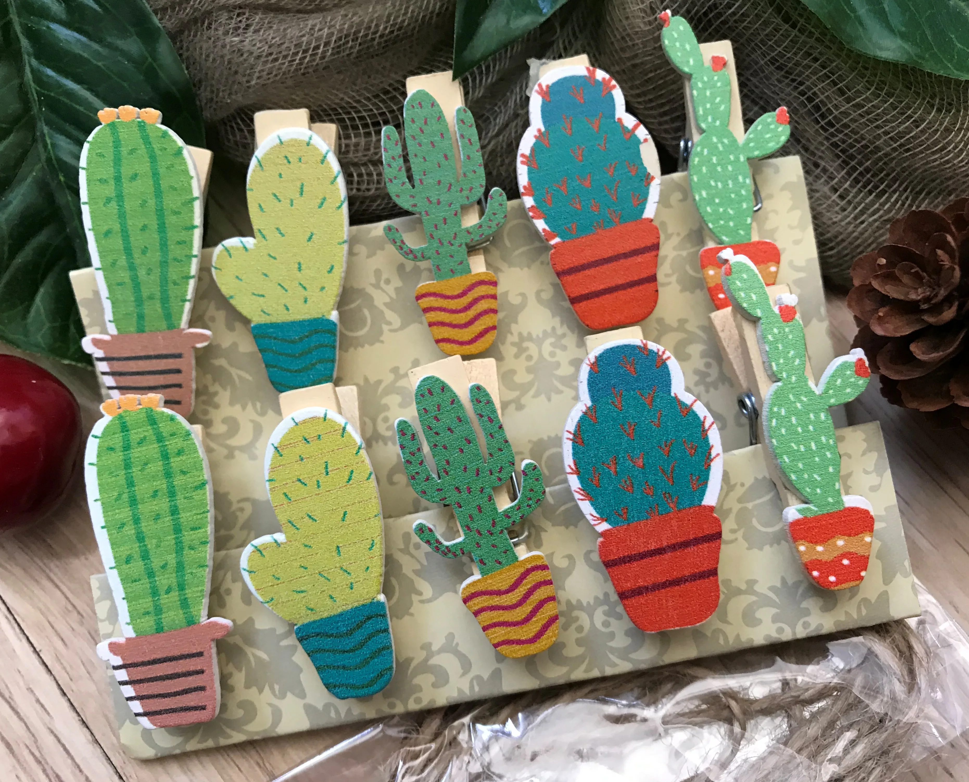 200 шт. натуральный кактус дерево Бумага зажимы фото деревянный колышек