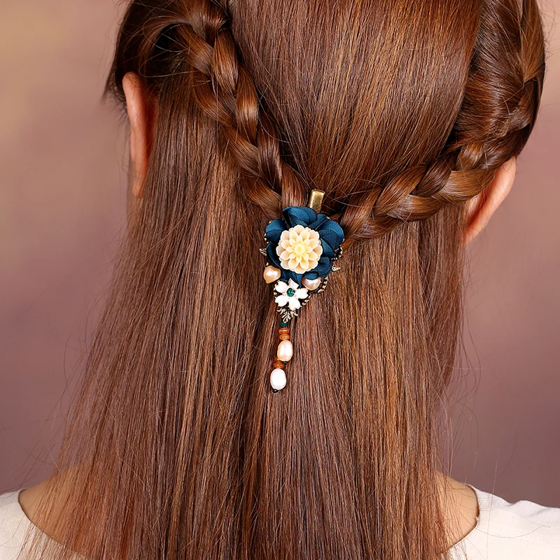 Винтажные классические натуральные нефритовые бисерные маленькие заколки для