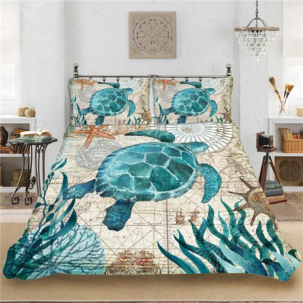 Комплект постельного белья с рисунком морской черепахи звезды Кита аниме 3