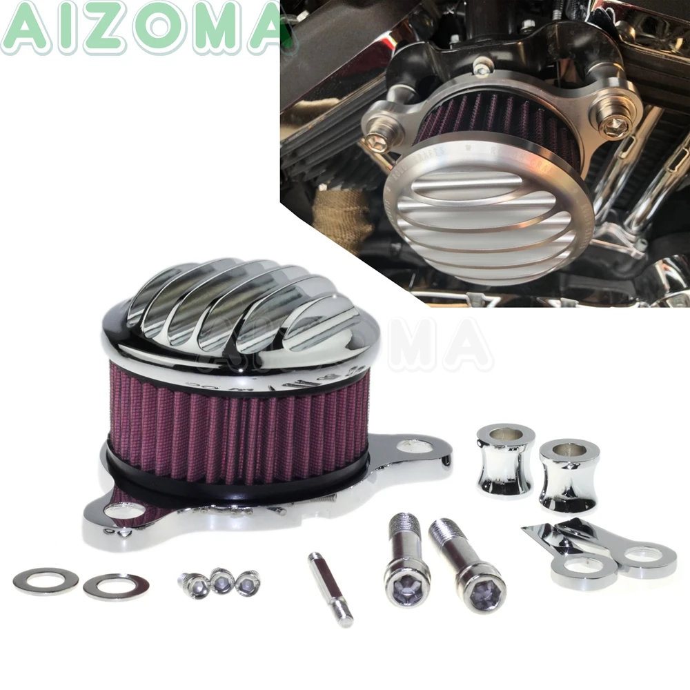 Chrome Motorbike High-Flow Washable Air Filter Intake Cleaner Kit For Harley Sportster XL1200 883R 883N 883C Nightster Low 14-18 |