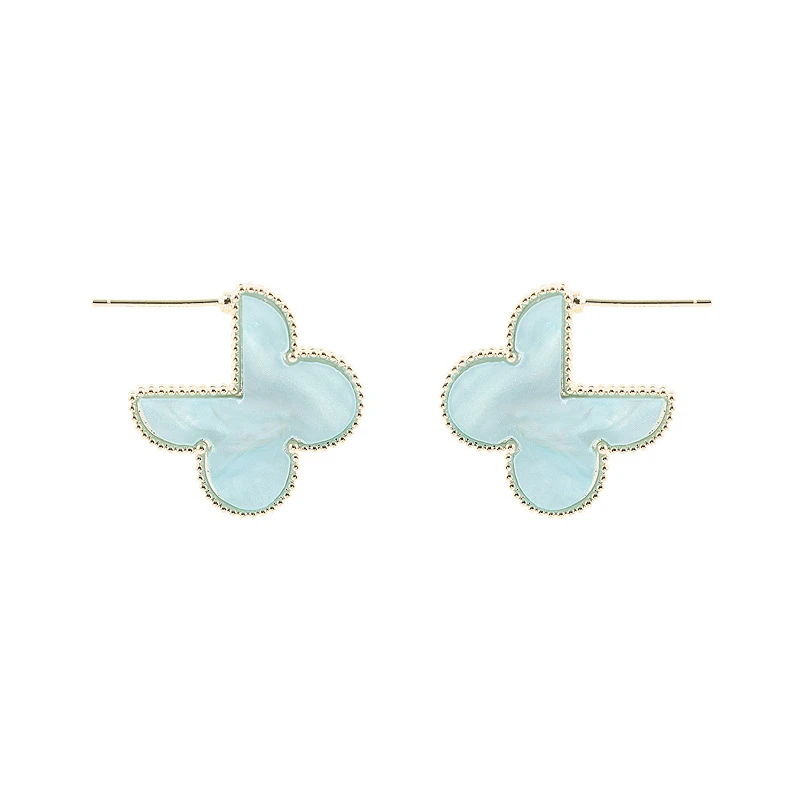 

Luxury Fashion Design Geometric Clover Color Shell Earrings Double Stud Earrings Butterfly Earrings Ladies Jewelry