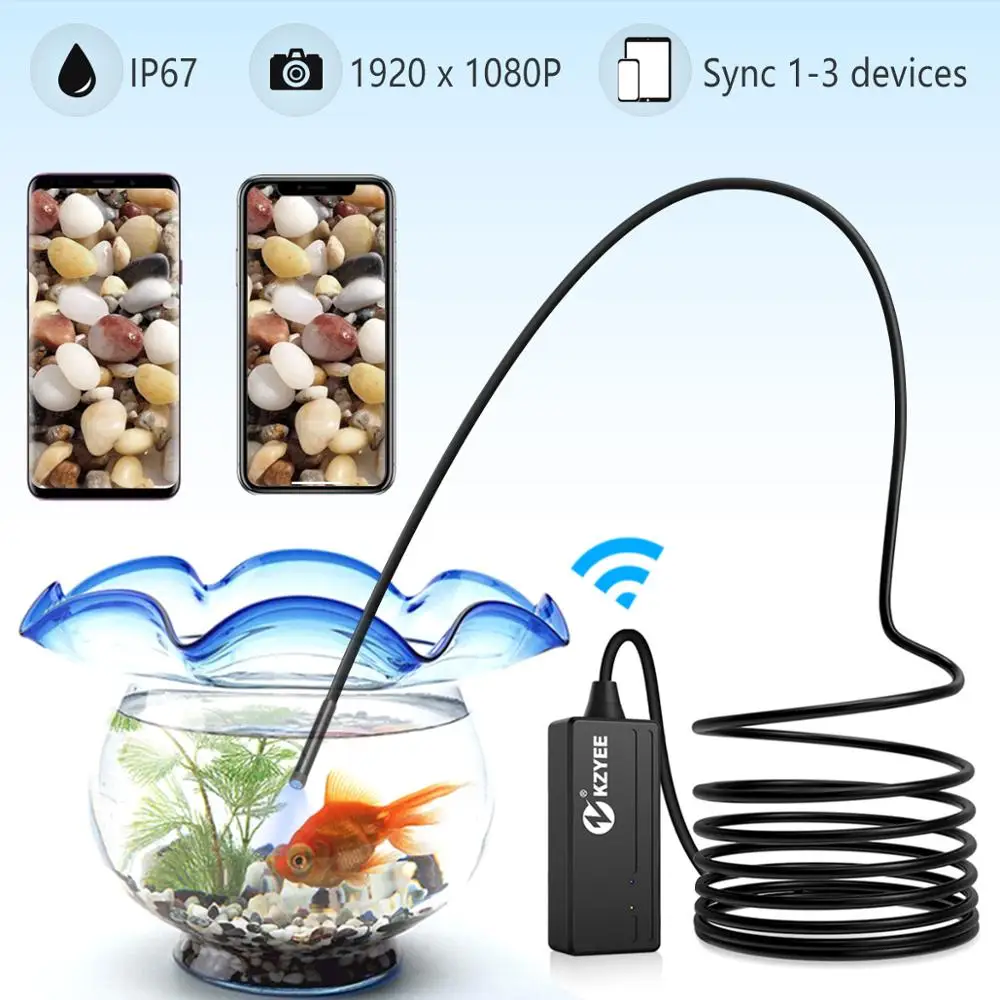Беспроводной Эндоскоп KZYEE 10 м 1200P HD Wi Fi камера бороскоп для осмотра 2 0 мегапикселей