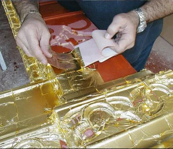 Высокое качество 10-25 штук в каждой Буклет 8x8 см из натуральной 24 K листочек из съедобного золота для Еда украшения Золотая маска