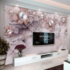 Роскошные 3D тисненые фиолетовые цветочные ювелирные обои для фотосъемки, постер для гостиной, прихожей, фона для телевизора, домашнего декора, фреска из папье