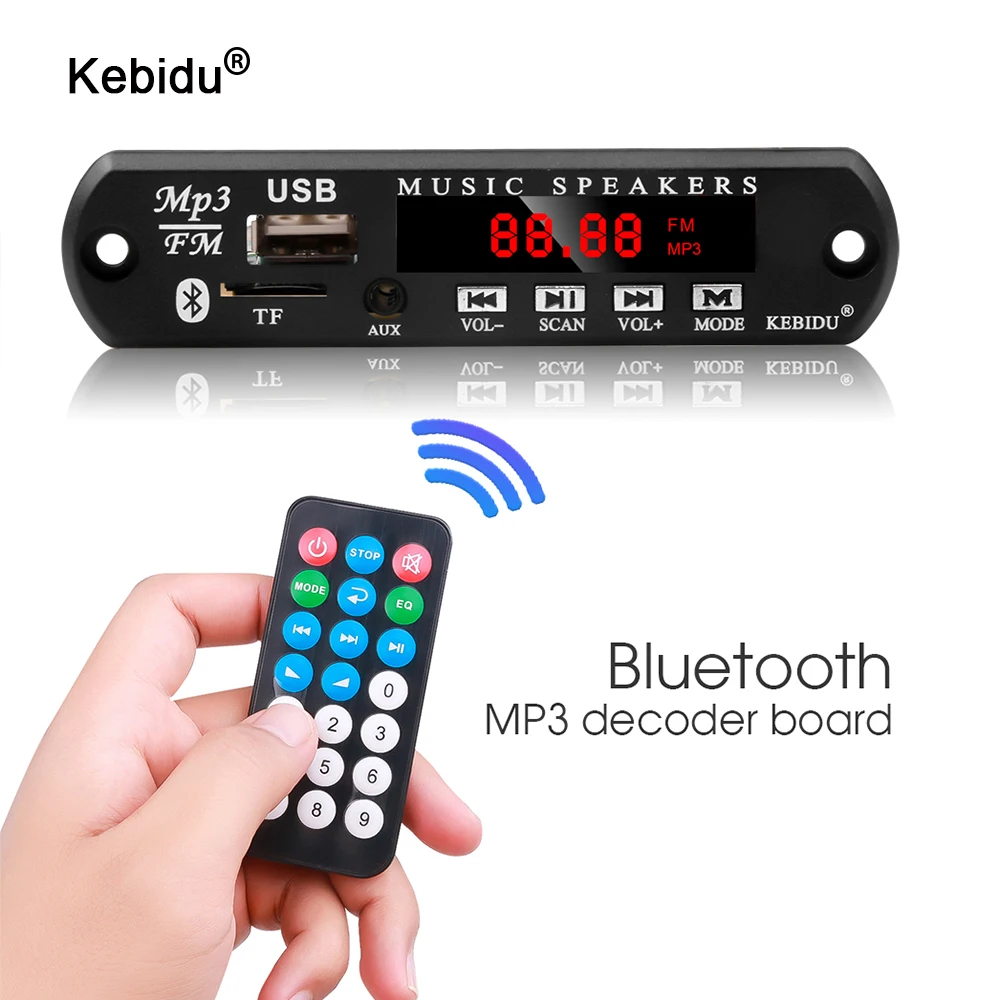 Беспроводной MP3 Bluetooth 12 в WMA декодер kebidu плата аудио модуль USB TF FM радио с пультом